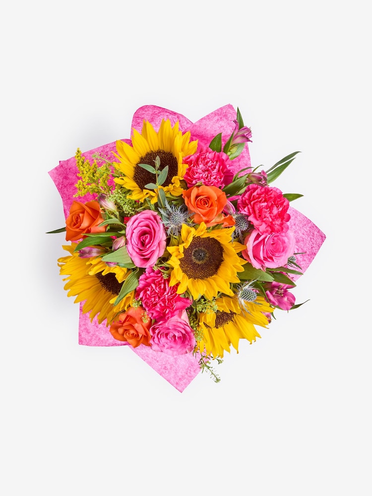 Lucy Tiffney Bright Mother's Day Sunflower Rose and Alstroemeria Fresh Flower Bouquet in Gift Bag - Image 5 of 5