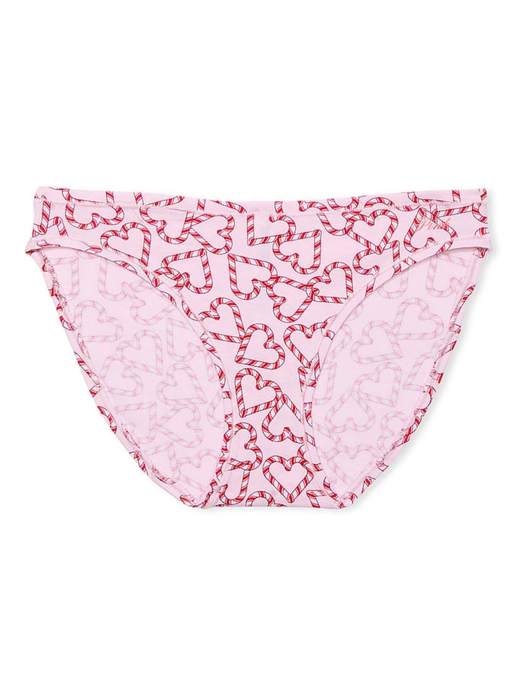 Victoria's Secret PINK Pink Tulip Candy Cane Heart Print Bikini Cotton Knickers - Image 3 of 3