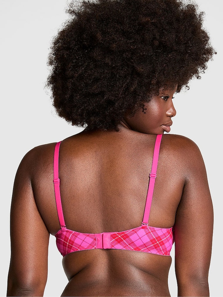 Victoria's Secret PINK Pink Rose Plaid Super Push Up Bra - Image 2 of 3 Victoria's Secret PINK Pink Rose Plaid Super Push Up Bra - Image 2 of 3