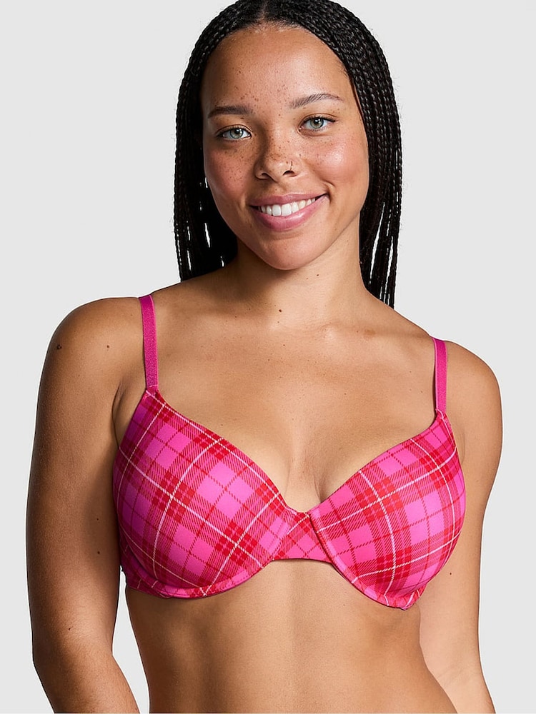 Victoria's Secret PINK Pink Rose Plaid T Shirt Bra - Image 1 of 4
