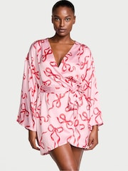 Victoria's Secret Pink Bows Satin Short Robe - Image 1 of 3