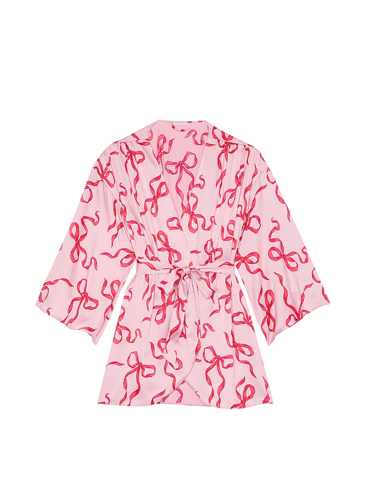 Victoria's Secret Pink Bows Satin Short Robe - Image 3 of 3