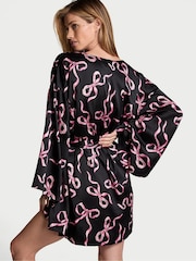Victoria's Secret Black Bows Satin Short Robe - Image 2 of 3
