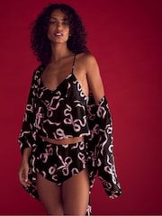 Victoria's Secret Black Bows Satin Short Robe - Image 3 of 3