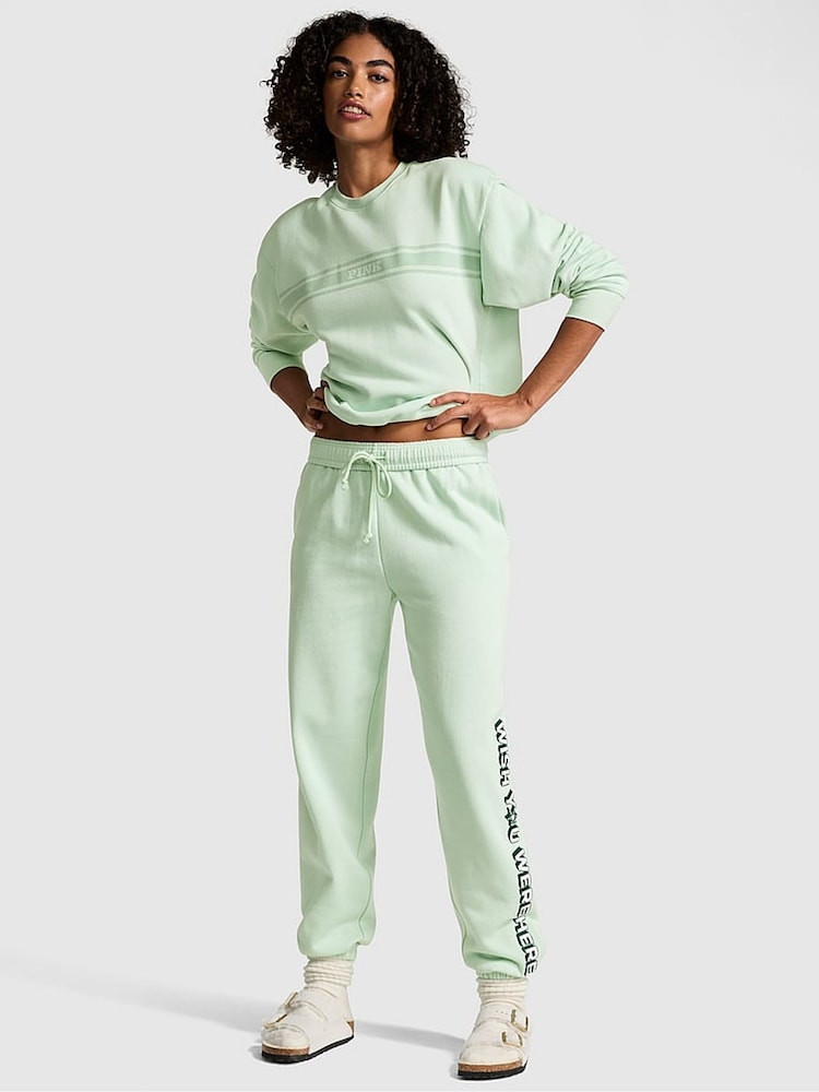 Victoria's Secret PINK Mint Aspen Green Cuffed Fleece Joggers - Image 1 of 3