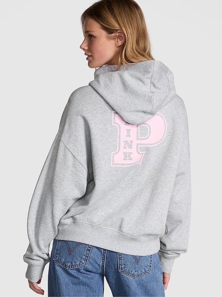 Victoria's Secret PINK Medium Heather Grey Zip Up Hoodie - Image 2 of 4