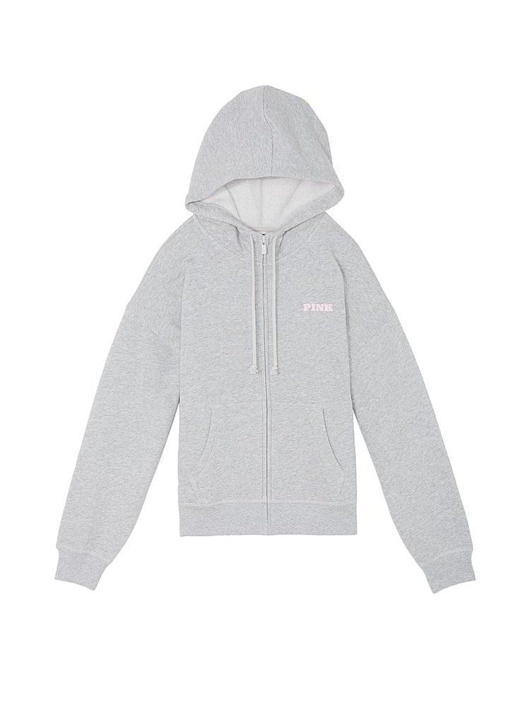 Victoria's Secret PINK Medium Heather Grey Zip Up Hoodie - Image 4 of 4