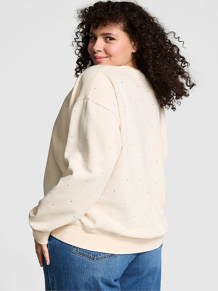 Victoria's Secret PINK White Shell Fleece Sweatshirt - Image 2 of 4