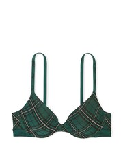 Victoria's Secret PINK Deep Forest Green Plaid T Shirt Cotton Logo Bra - Image 4 of 4