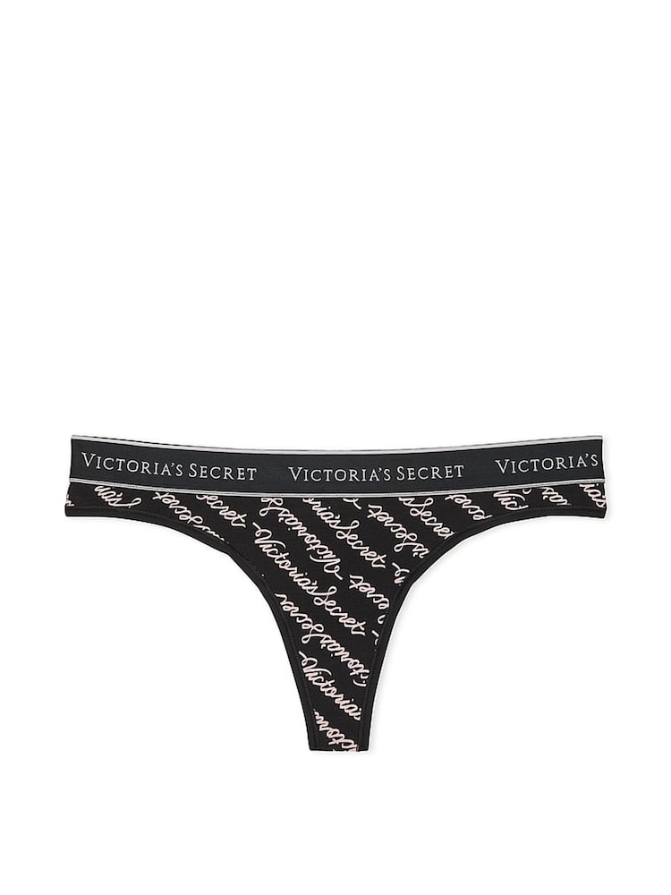 Victoria's Secret Black Script Thong Knickers - Image 3 of 3