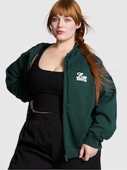 Victoria's Secret PINK Deep Forest Green Zip Up Fleece Hoodie - Image 1 of 4