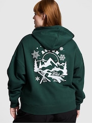Victoria's Secret PINK Deep Forest Green Zip Up Fleece Hoodie - Image 2 of 4