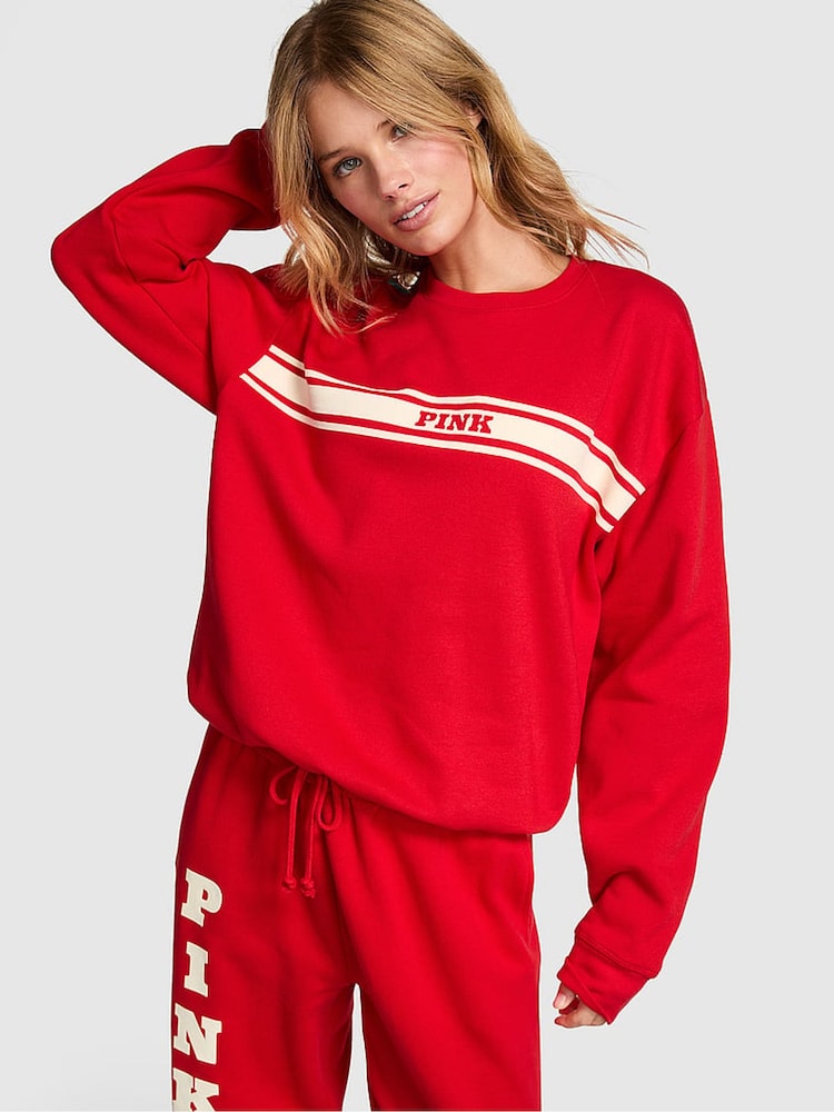 Victoria's Secret PINK Vermillion Red Fleece Sweatshirt - Image 1 of 3