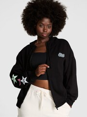 Victoria's Secret PINK Pure Black Aspen Zip Up Fleece Hoodie - Image 1 of 3