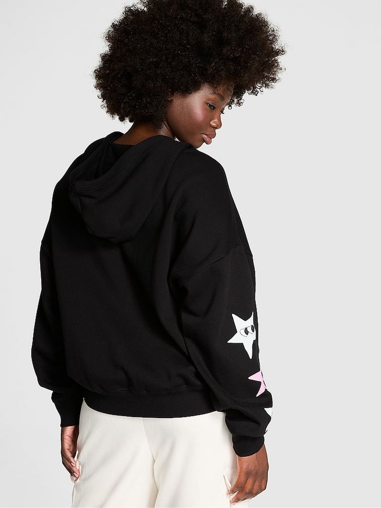 Victoria's Secret PINK Pure Black Aspen Zip Up Fleece Hoodie - Image 2 of 3