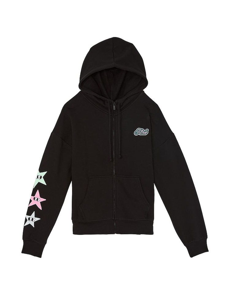 Victoria's Secret PINK Pure Black Aspen Zip Up Fleece Hoodie - Image 3 of 3 Victoria's Secret PINK Pure Black Aspen Zip Up Fleece Hoodie - Image 3 of 3