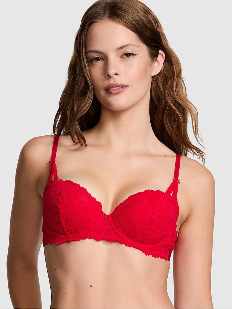Victoria's Secret PINK Red Pepper Balcony Lace Push Up Bra - Image 1 of 3