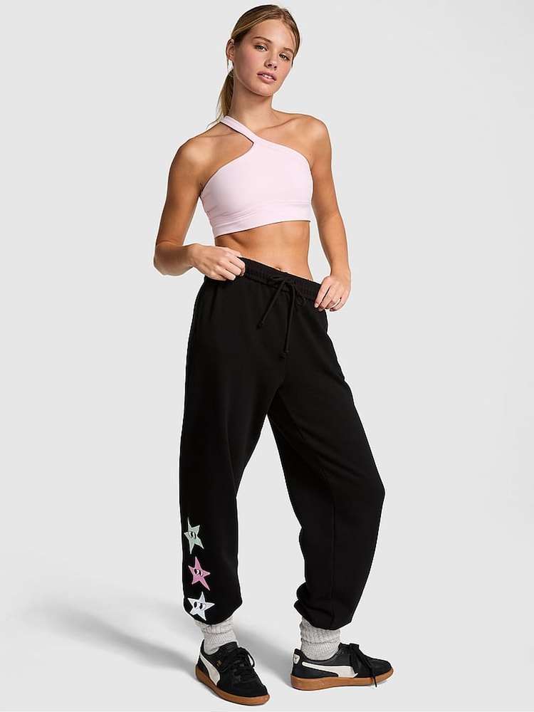Victoria's Secret PINK Pure Black Aspen Cuffed Fleece Joggers - Image 1 of 3