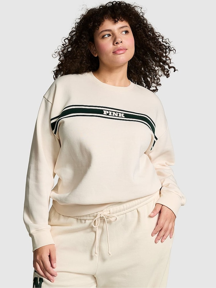 Victoria's Secret PINK White Shell Fleece Sweatshirt - Image 1 of 4