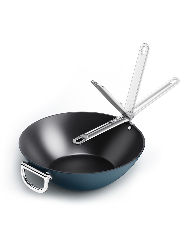 Joseph Joseph Midnight Blue Space Folding Handle Ceramic Non Stick 32cm Wok - Image 2 of 6