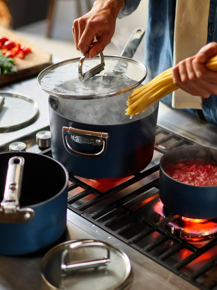 Joseph Joseph Midnight Blue Space Folding Handle Ceramic Nonstick 23cm Saucepan and Lid - Image 1 of 6