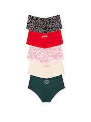 Victoria's Secret PINK Black/Red/Pink/White/Green Cheeky 5 Pack Knickers - Image 1 of 2
