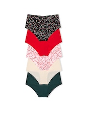 Victoria's Secret PINK Black/Red/Pink/White/Green Cheeky 5 Pack Knickers - Image 2 of 2
