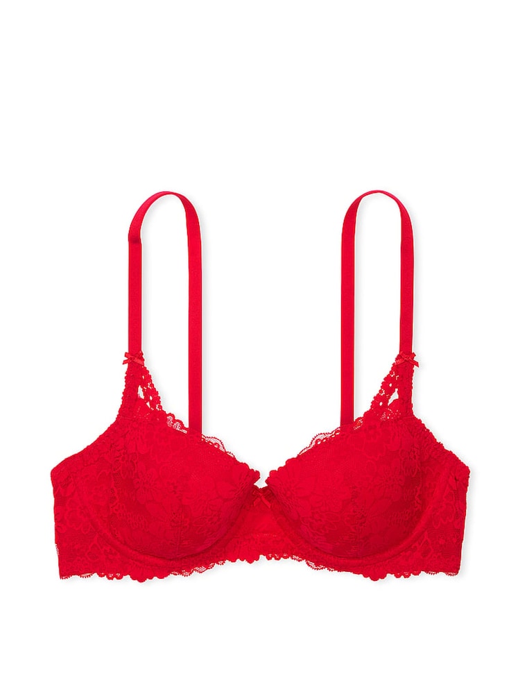 Rood - Victoria's Secret PINK lichtgevoerde balconette-beha met kant - Image 3 of 3