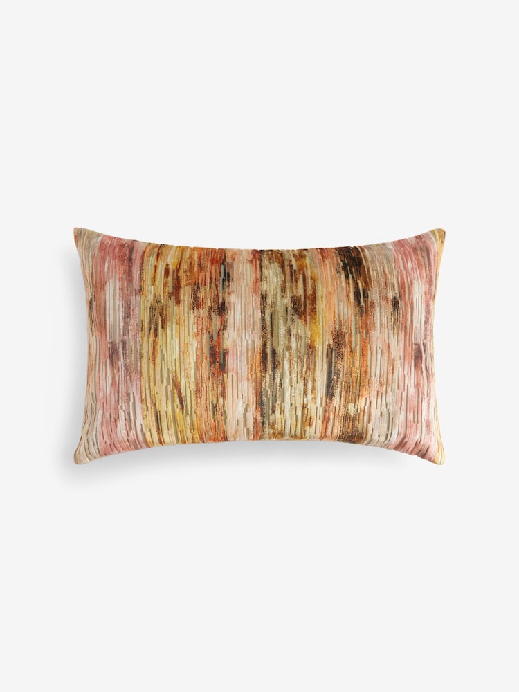 Peach Pink 40 x 59cm Haze Velvet Stripe Cushion - Image 2 of 4
