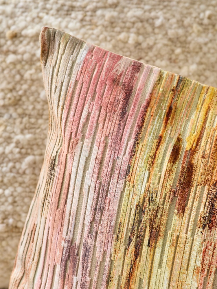 Peach Pink 40 x 59cm Haze Velvet Stripe Cushion - Image 4 of 4