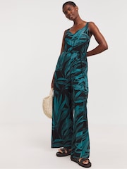 JD Williams Green Wide Leg Strappy Jumpsuit - Image 1 of 4