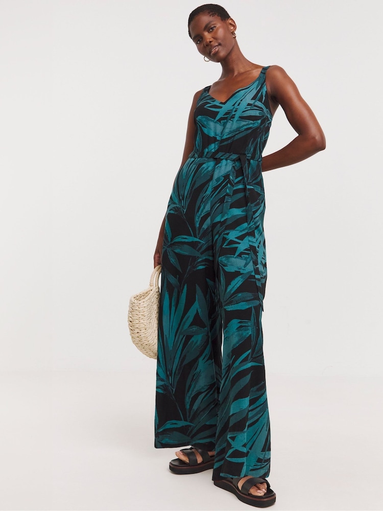 JD Williams Green Wide Leg Strappy Jumpsuit - Image 1 of 4