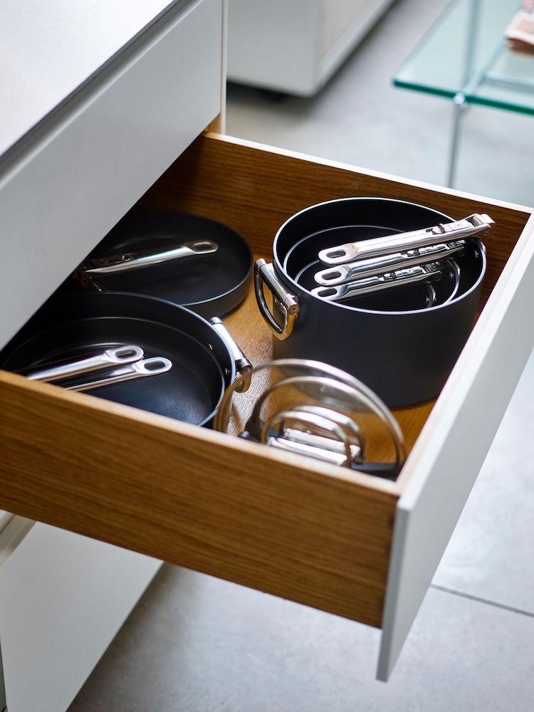 Joseph Joseph Space Folding Handle Ceramic Nonstick 3 Piece Saucepan Set - Image 4 of 6
