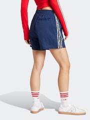 adidas originals Blue Blue Liberty London 3 Stripe 100% Cotton Shorts - Image 2 of 6