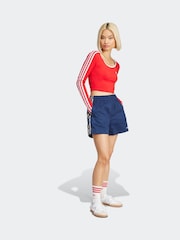 adidas originals Blue Blue Liberty London 3 Stripe 100% Cotton Shorts - Image 3 of 6