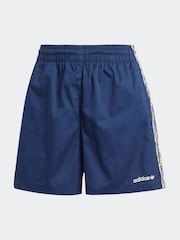 adidas originals Blue Blue Liberty London 3 Stripe 100% Cotton Shorts - Image 6 of 6