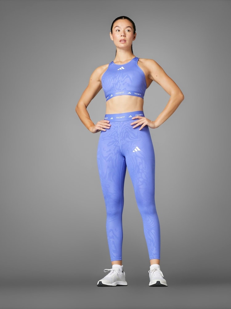 adidas Blue Techfit Print 7/8 - Image 2 of 14 adidas Blue Techfit Print 7/8 - Image 2 of 14