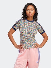 adidas originals multi Floral Liberty London Cali T-shirt - Image 1 of 6
