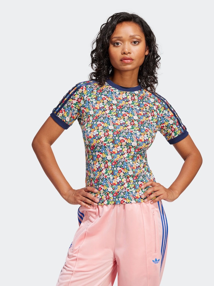 adidas originals multi Floral Liberty London Cali T-shirt - Image 1 of 6