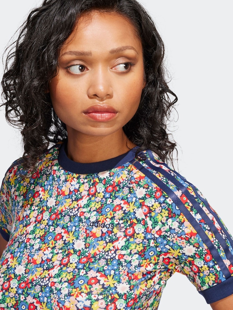 adidas originals multi Floral Liberty London Cali T-shirt - Image 5 of 6
