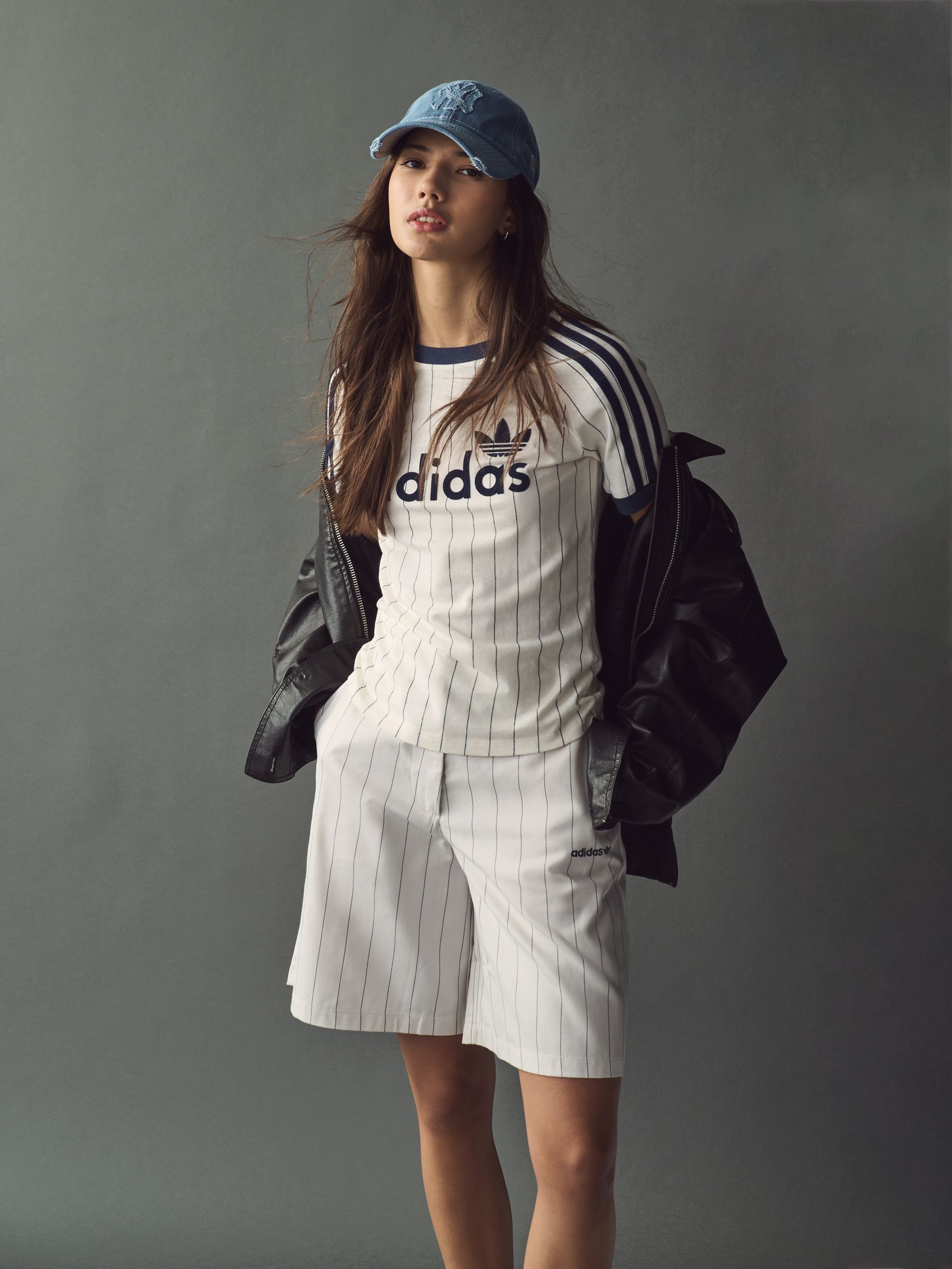 adidas Originals Linear graphic cali tee in light blue and