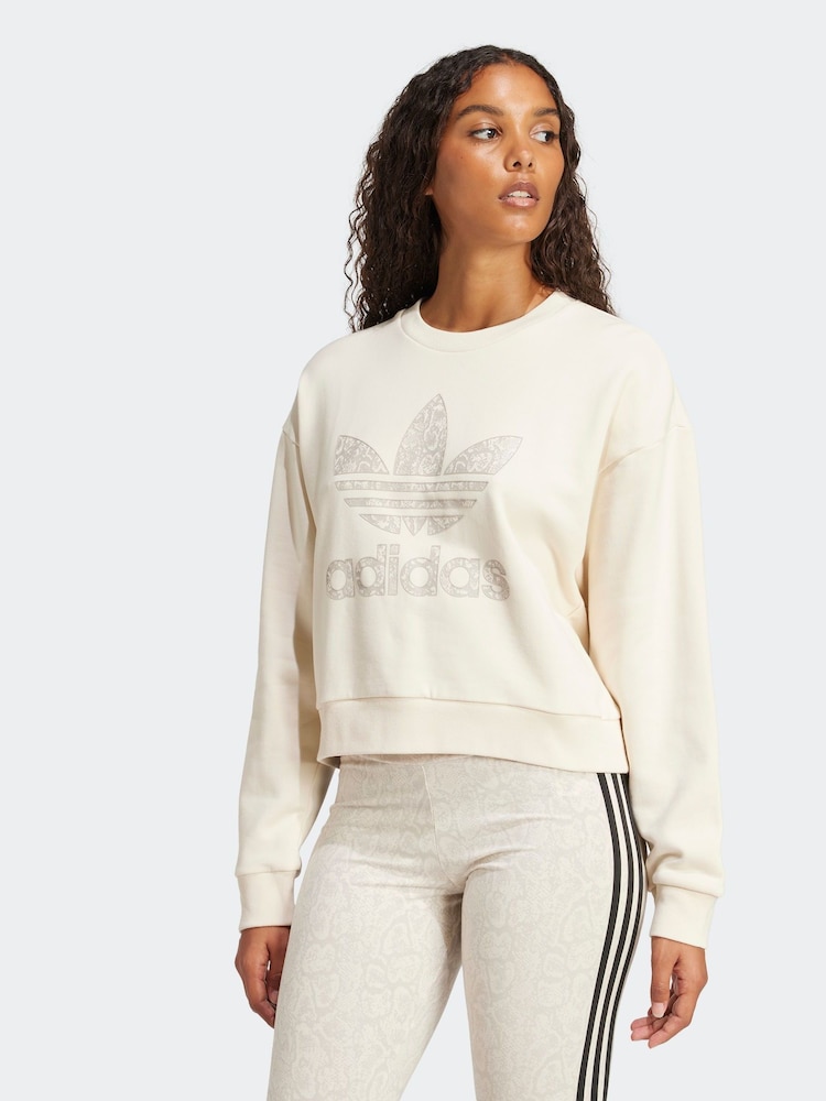 adidas originals White Snake Print 100% Cotton Sweatshirt - Image 1 of 6