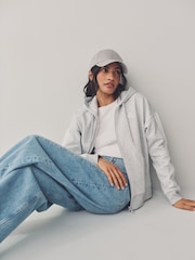 adidas Grey Essentials 3-Stripes Full Zip Fleece Hoodie - Image 5 of 8