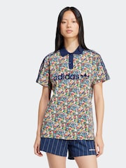 adidas Originals multi Floral Liberty London Firebird Polo Shirt - Image 1 of 6
