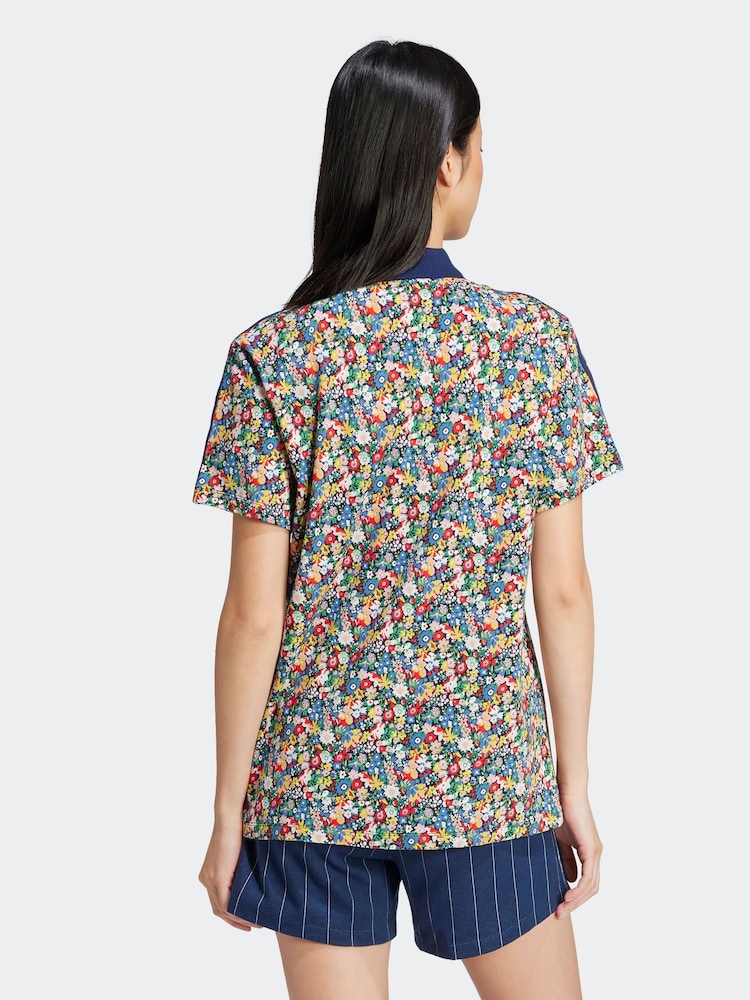 adidas Originals multi Floral Liberty London Firebird Polo Shirt - Image 2 of 6
