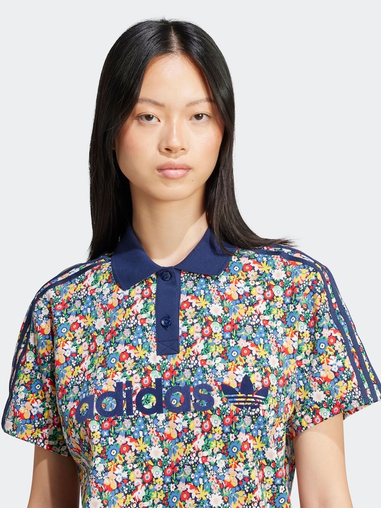 adidas Originals multi Floral Liberty London Firebird Polo Shirt - Image 4 of 6