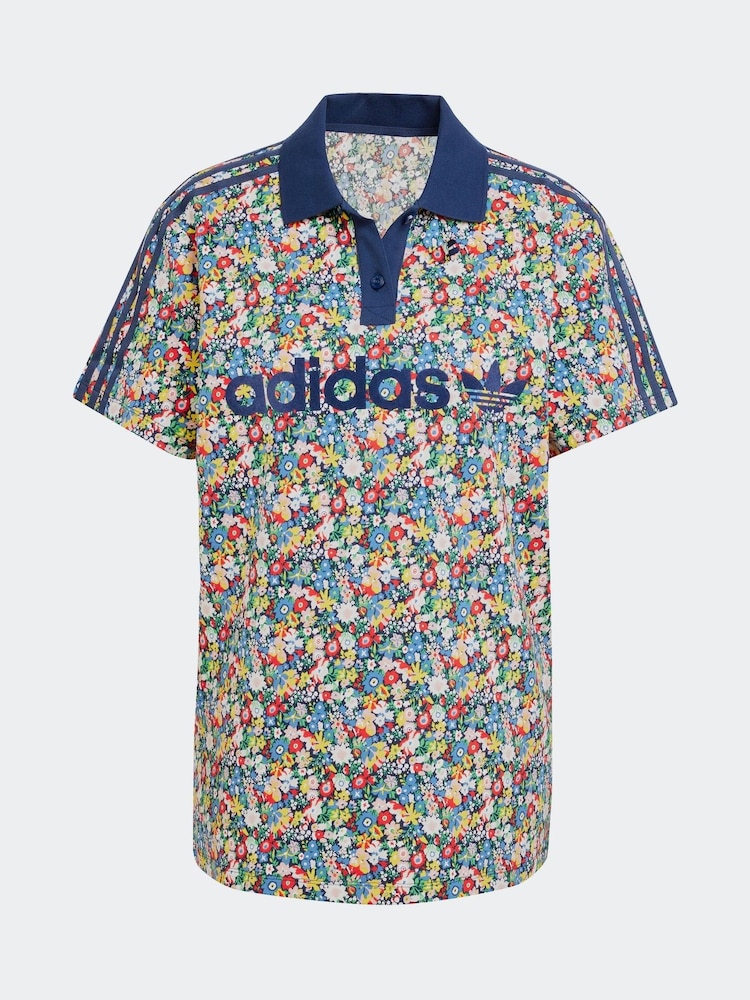adidas Originals multi Floral Liberty London Firebird Polo Shirt - Image 6 of 6