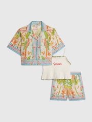 River Island Blue Parrot Print Shirt & Short 3 Piece Set - Image 1 of 5