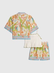 River Island Blue Parrot Print Shirt & Short 3 Piece Set - Image 2 of 5