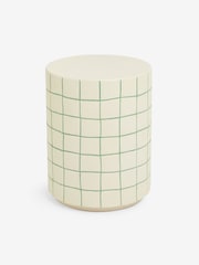MADE.COM White Green Check Logan Indoor/Outdoor Side Table - Image 4 of 4